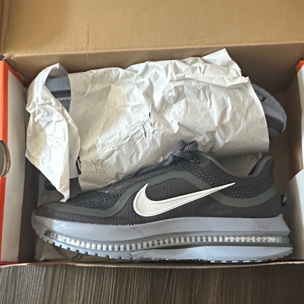Nike Pegasus Premium running shoes in anthracite and pure platinum